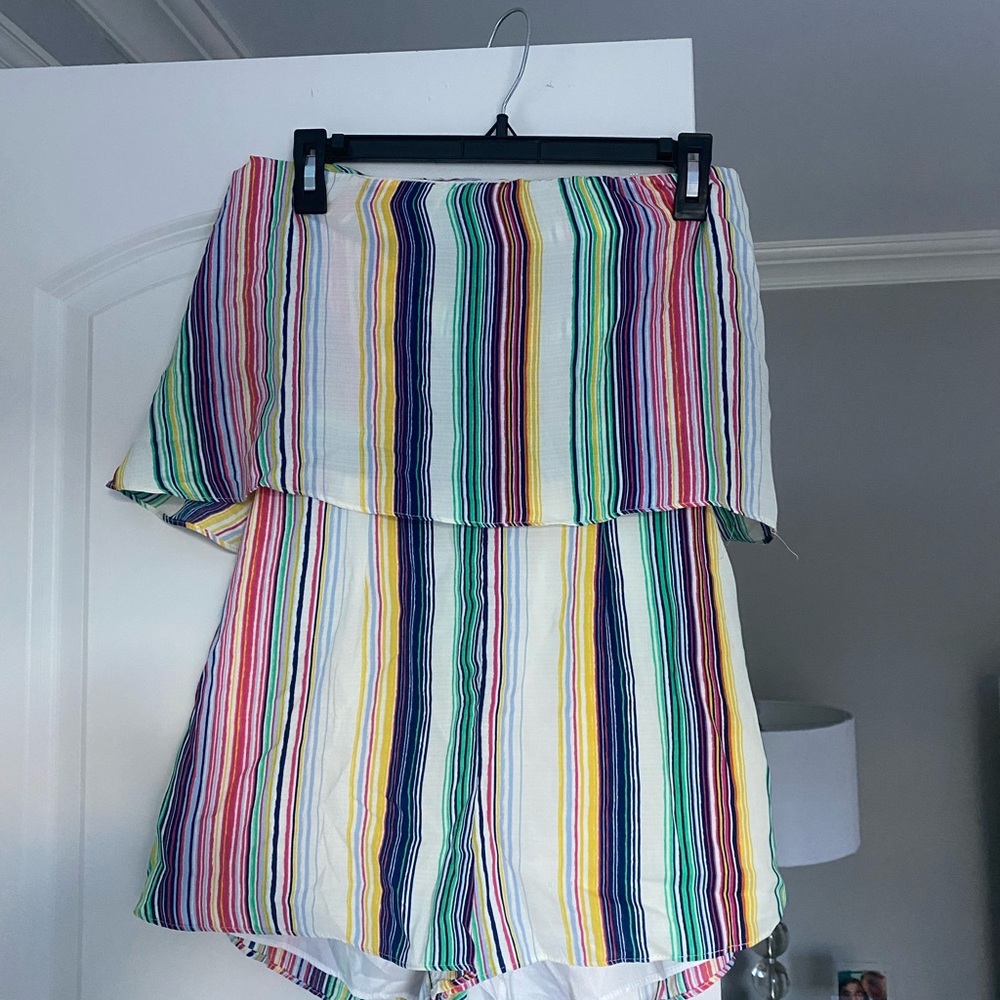 Rainbow strapless romper